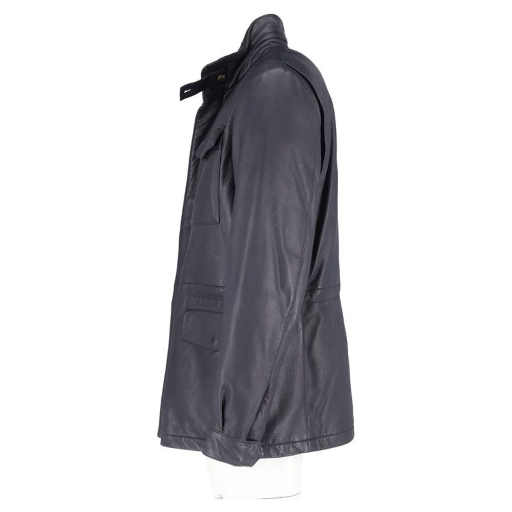 Loro Piana Jacket in Navy Blue Leather - Picture 5 of 6